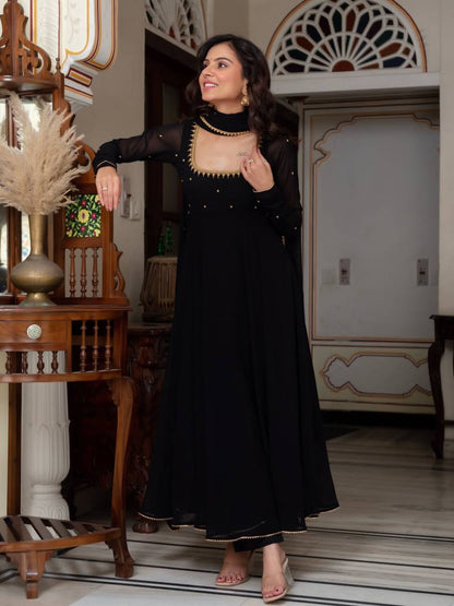 Anvisha Premium Black Party Wear Anarkali Suit Set