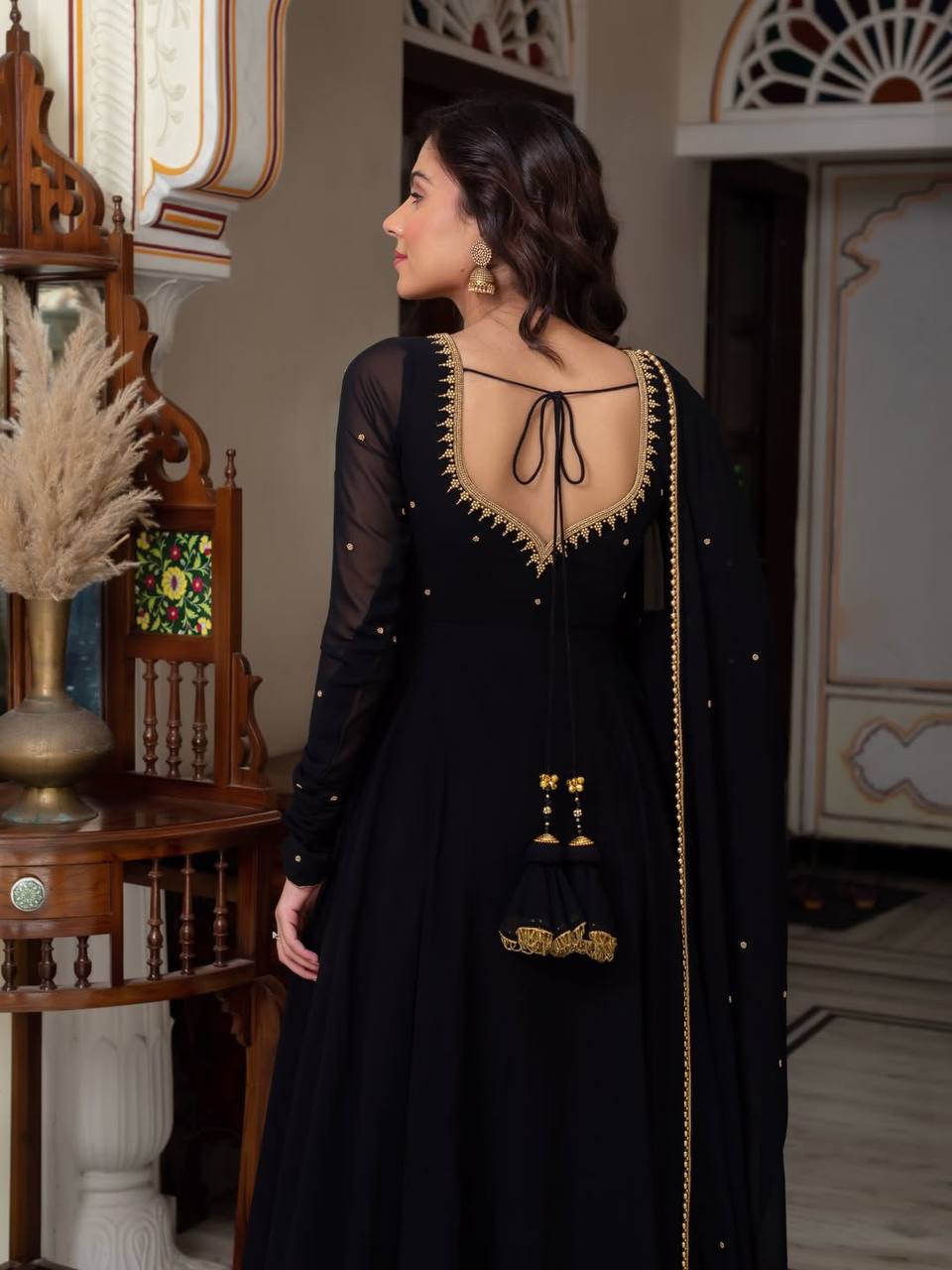 Anvisha Premium Black Party Wear Anarkali Suit Set