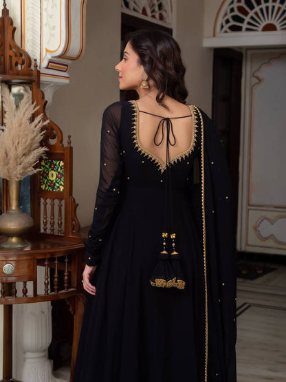 Anvisha Premium Black Party Wear Anarkali Suit Set