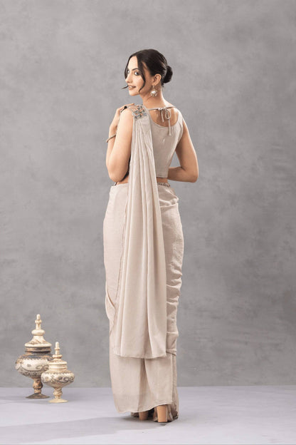 Nisha Embroidered Chinon Drape Saree