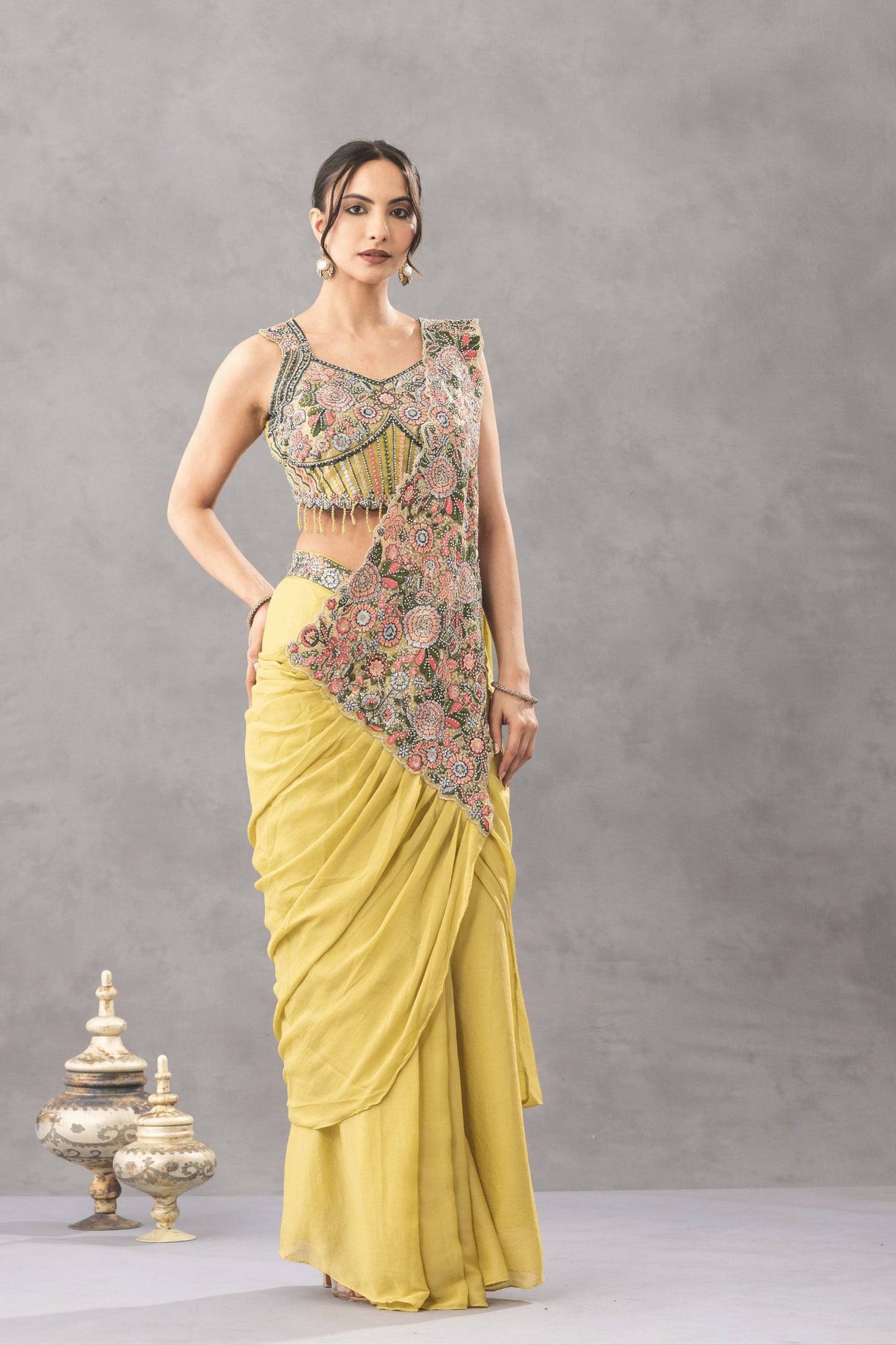 Twinkle Chinon Ready-To-Wear Saree