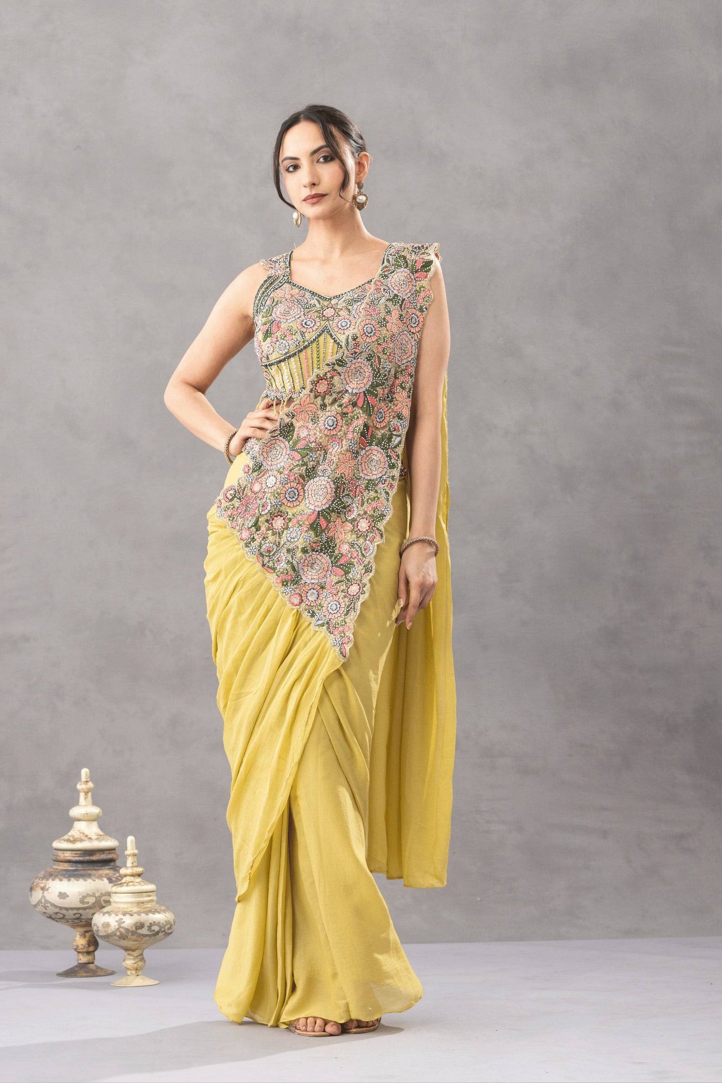 Twinkle Chinon Ready-To-Wear Saree
