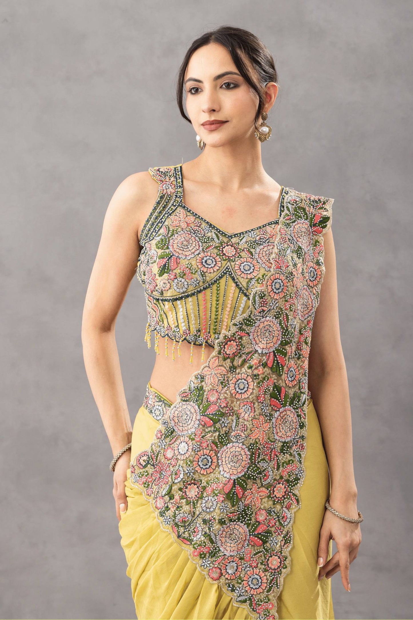 Twinkle Chinon Ready-To-Wear Saree