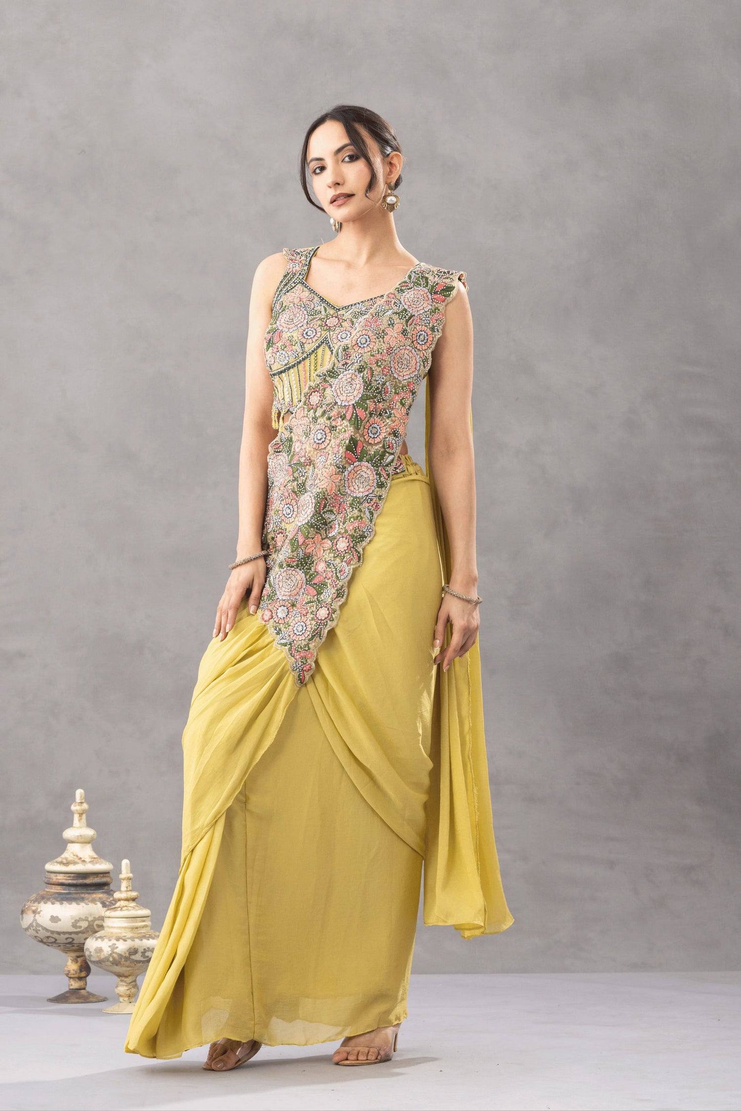 Twinkle Chinon Ready-To-Wear Saree