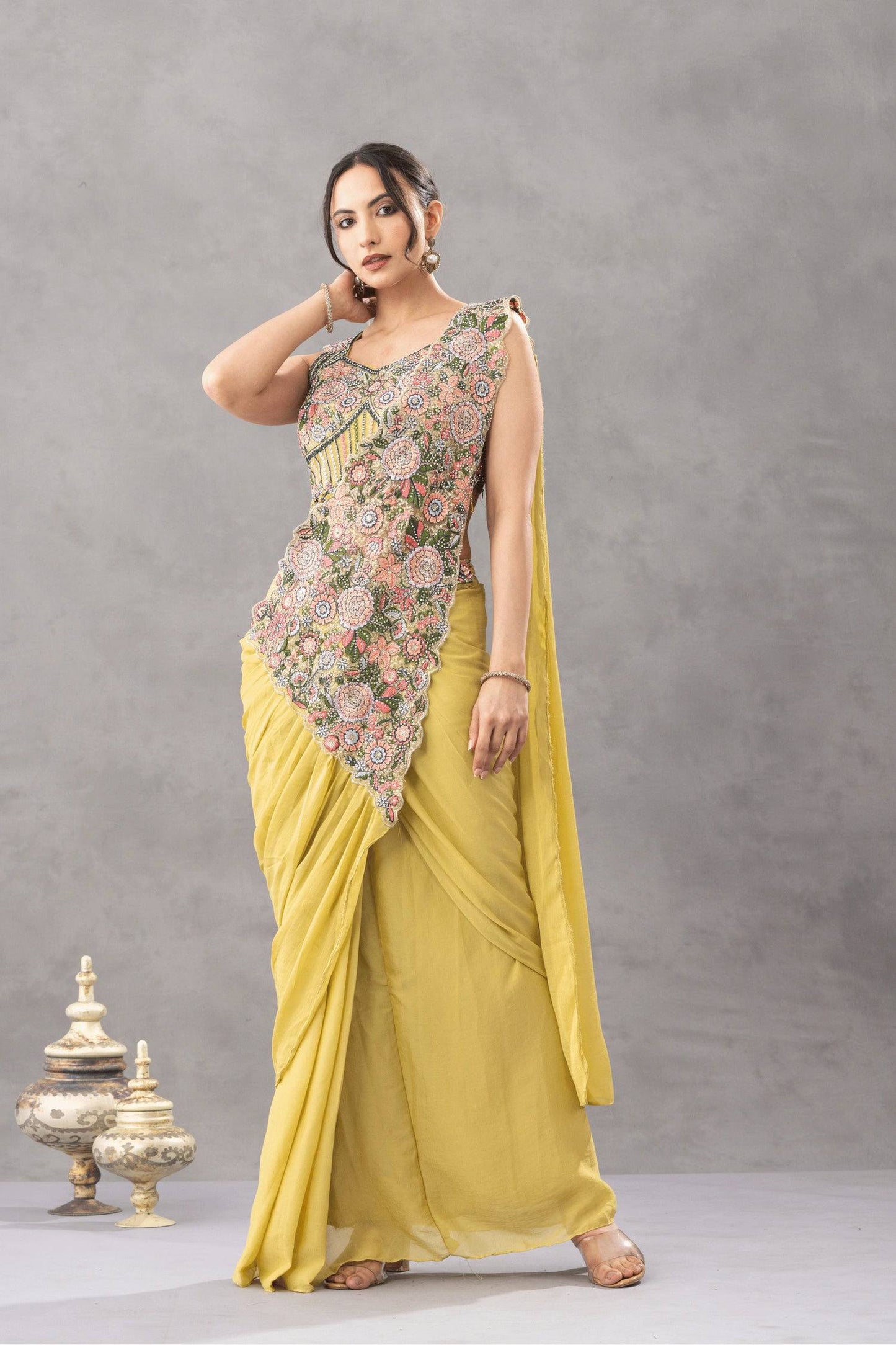 Twinkle Chinon Ready-To-Wear Saree