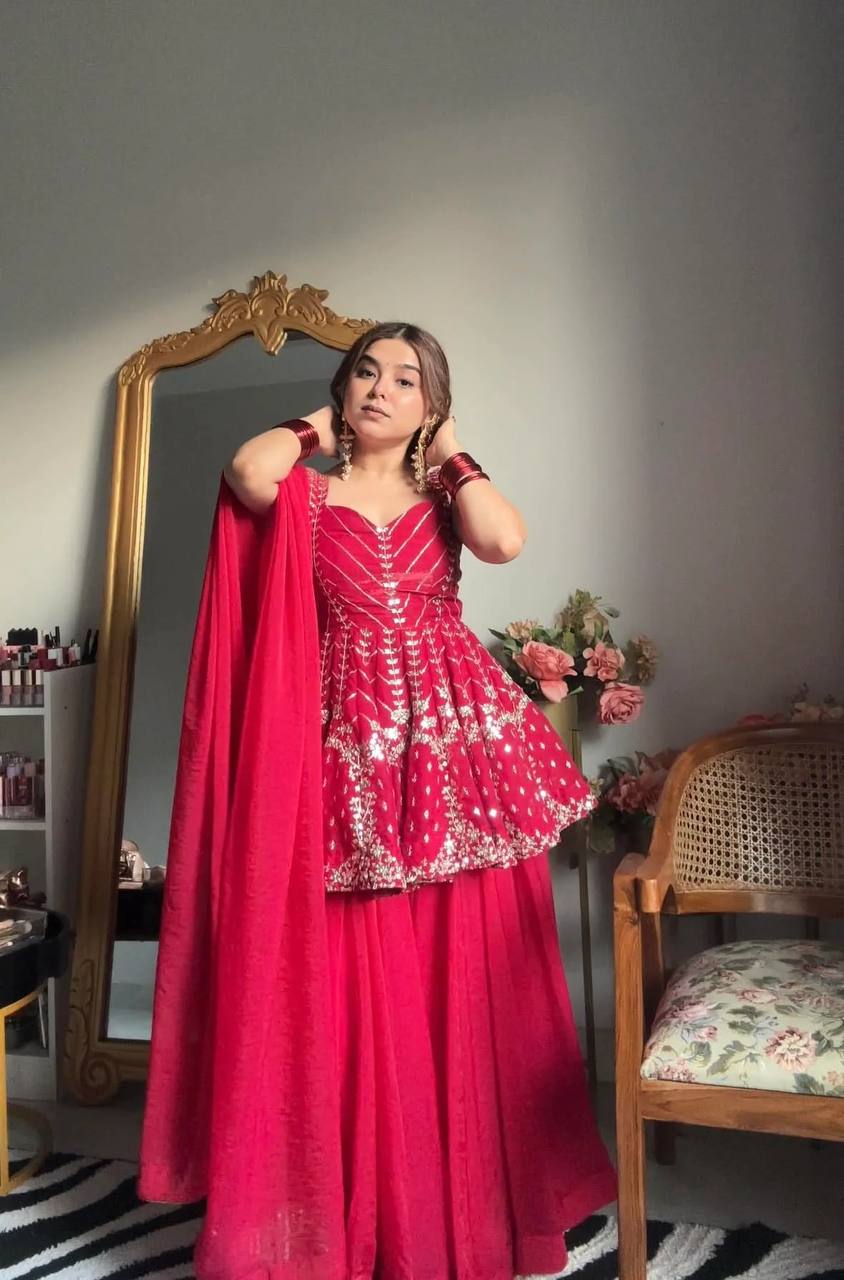 Meera Pink Slit Sharara Suit Set