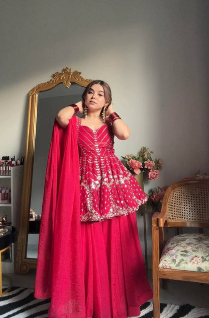 Meera Pink Slit Sharara Suit Set