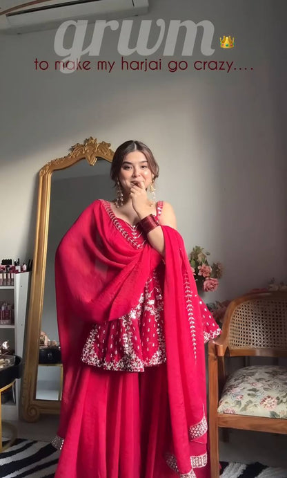 Meera Pink Slit Sharara Suit Set