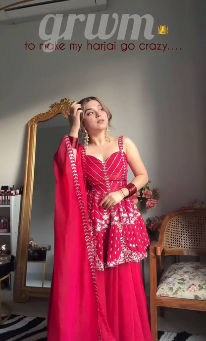 Meera Pink Slit Sharara Suit Set