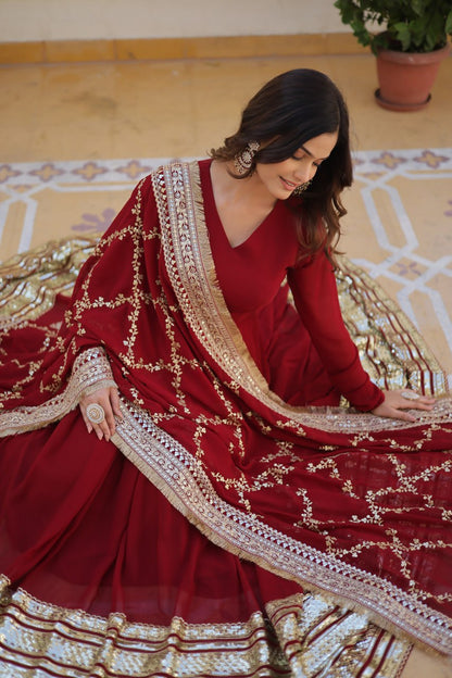 Shanaya Maroon Party Wear Gown