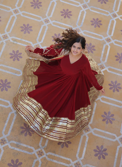 Shanaya Maroon Party Wear Gown