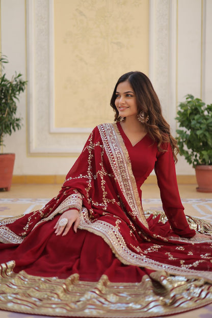 Shanaya Maroon Party Wear Gown
