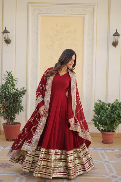 Shanaya Maroon Party Wear Gown