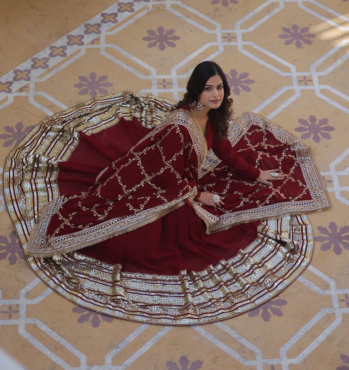 Shanaya Maroon Party Wear Gown