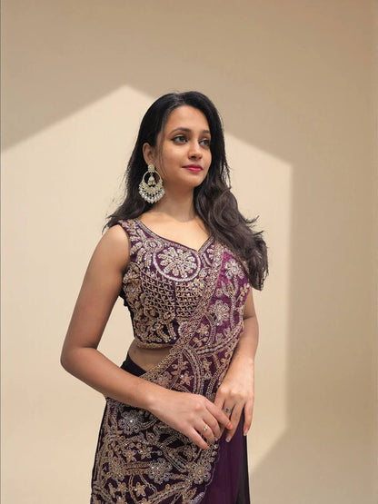 Silk Fusion Pre-Stitched Lehenga Saree