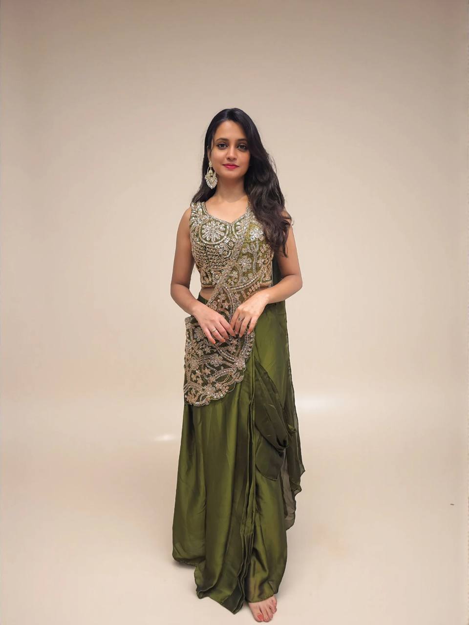 Silk Fusion Pre-Stitched Lehenga Saree