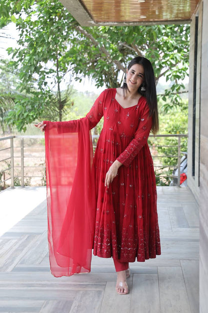 Premium Maroon Anarkali Suit Set