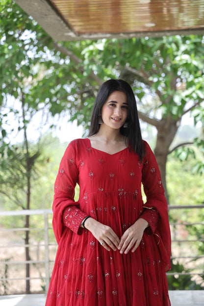 Premium Maroon Anarkali Suit Set