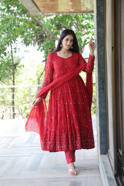 Premium Maroon Anarkali Suit Set