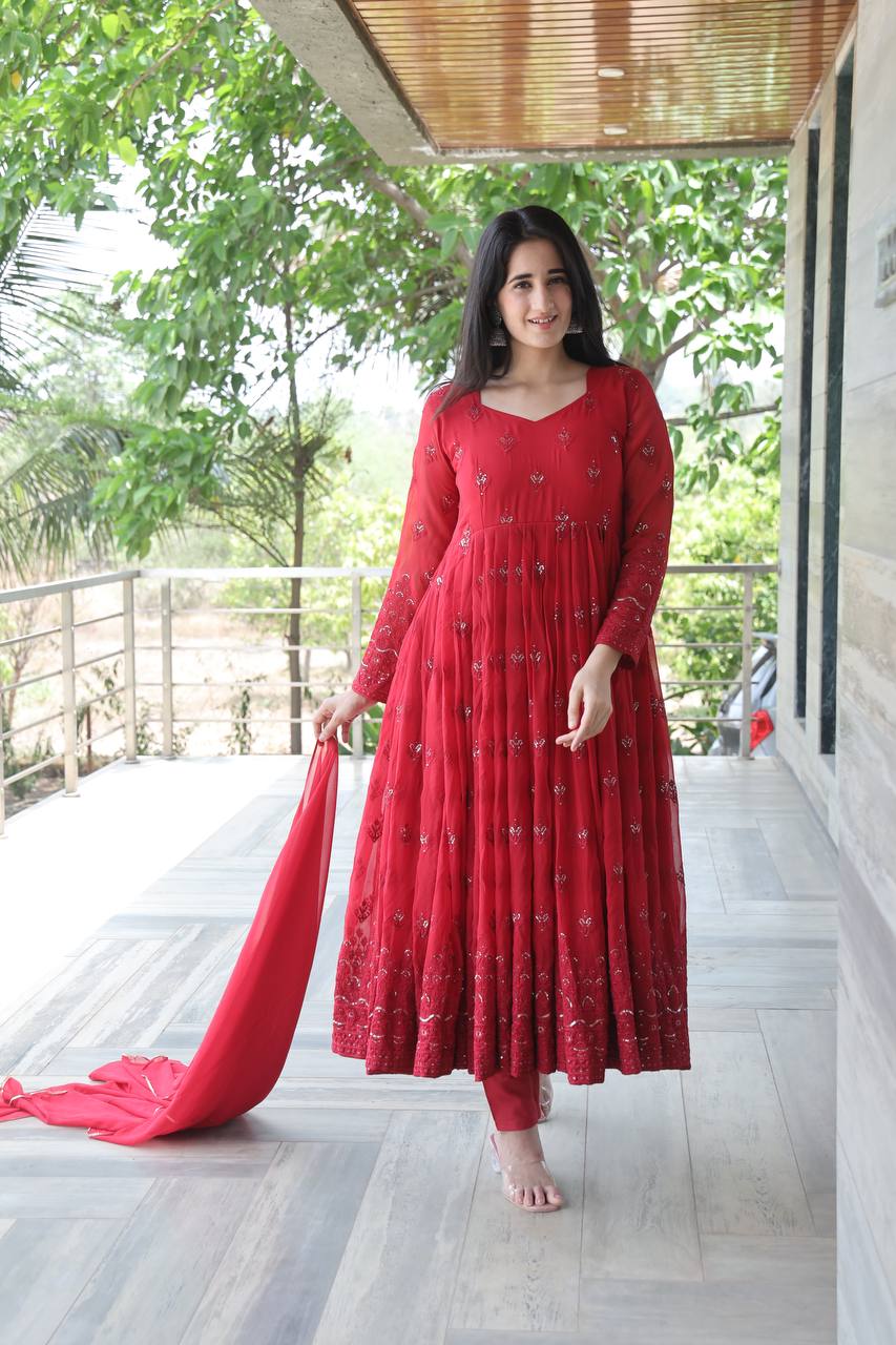 Premium Maroon Anarkali Suit Set