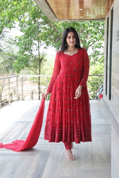 Premium Maroon Anarkali Suit Set