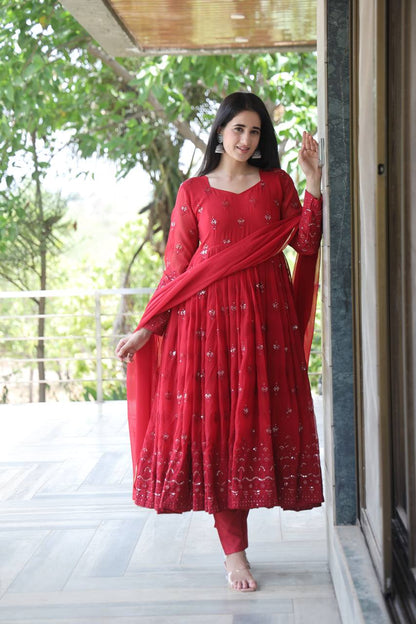 Premium Maroon Anarkali Suit Set