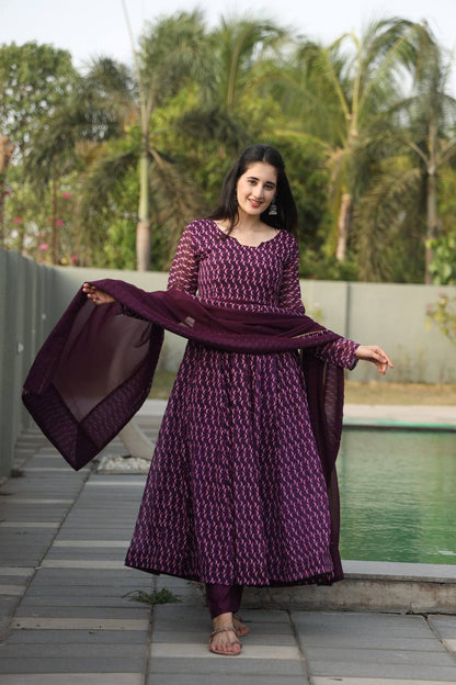 KIARA’S WINE COLOURED ANARKALI SUIT SET