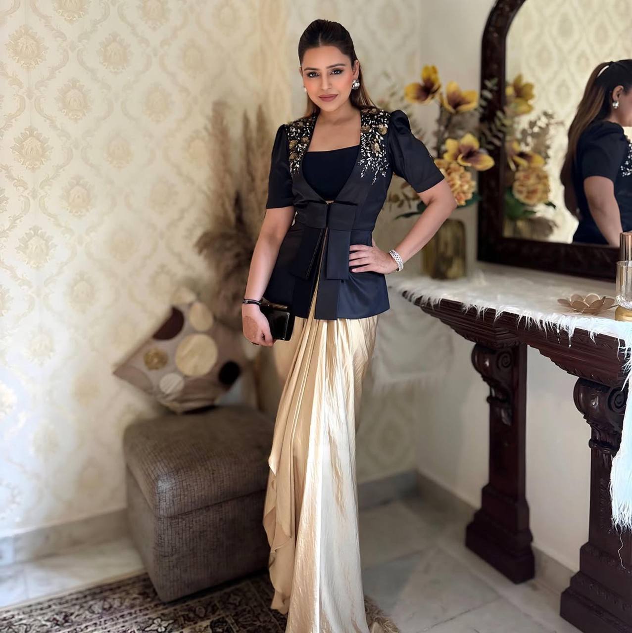✨ French Crepe Blazer & Dhoti 3-Piece Set