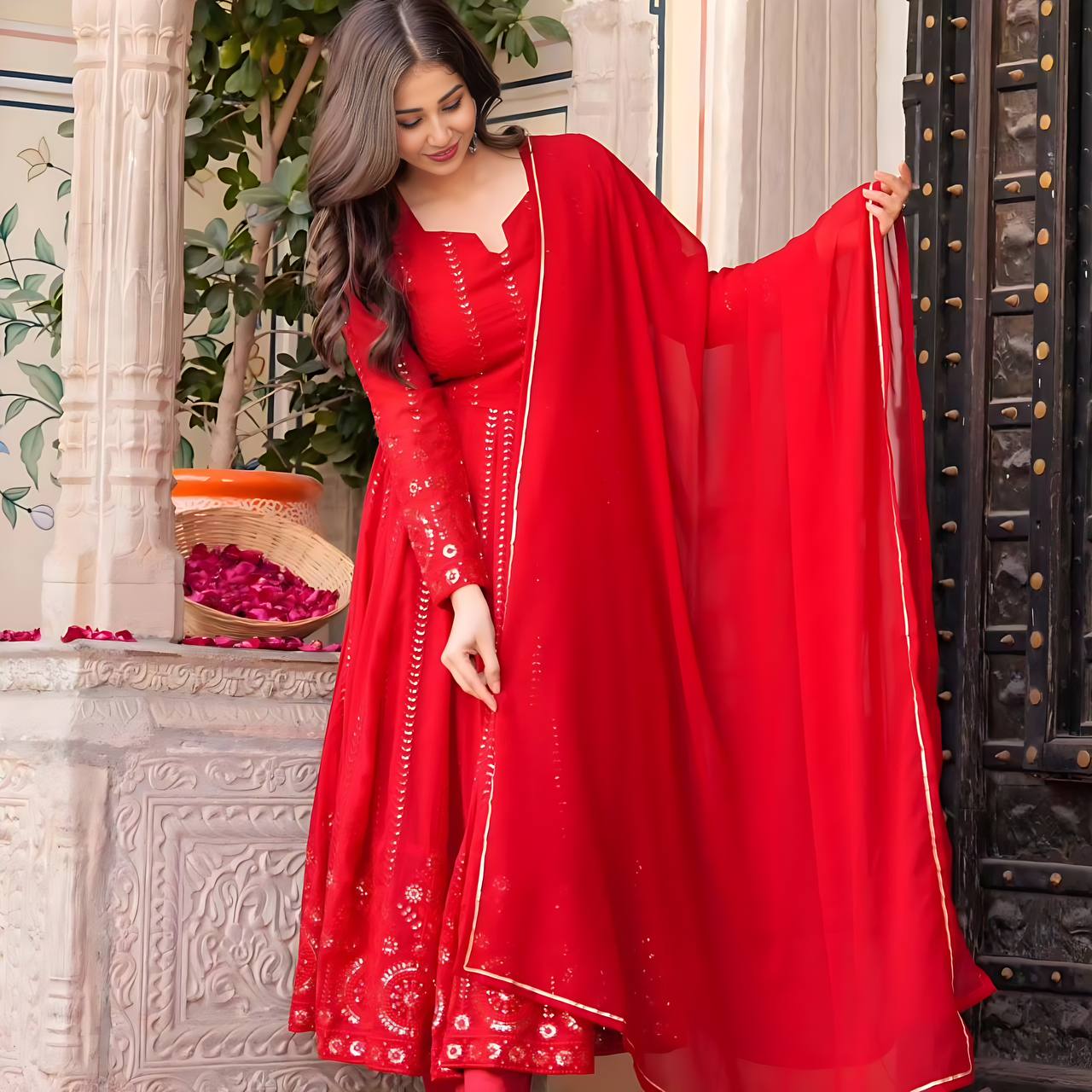 Trisha Premium Quality Mehrooni Red Suit Set