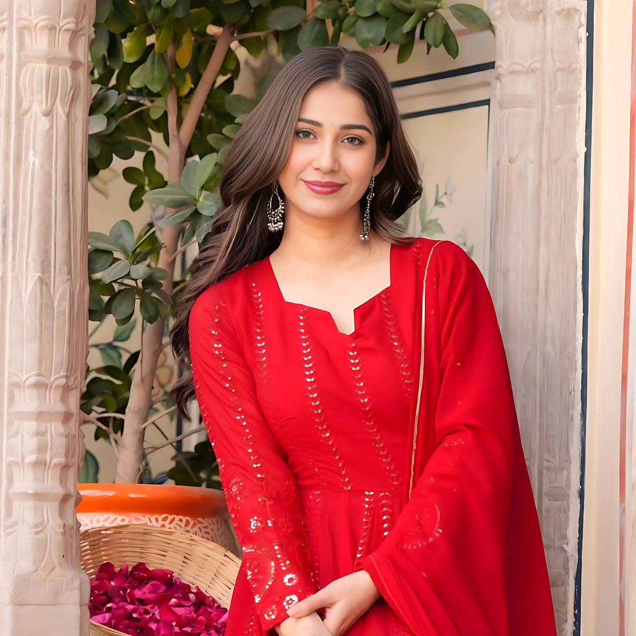 Trisha Premium Quality Mehrooni Red Suit Set