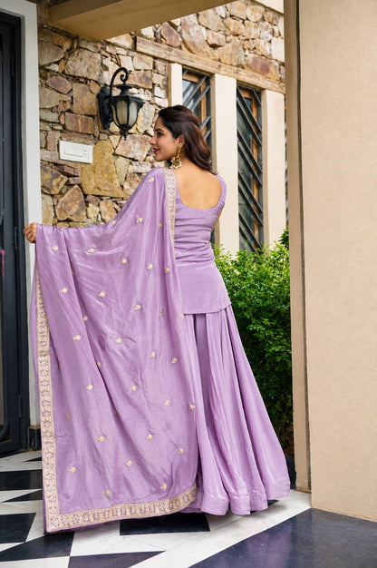Navya Lavender Diamond Silk Sharara Suit Set