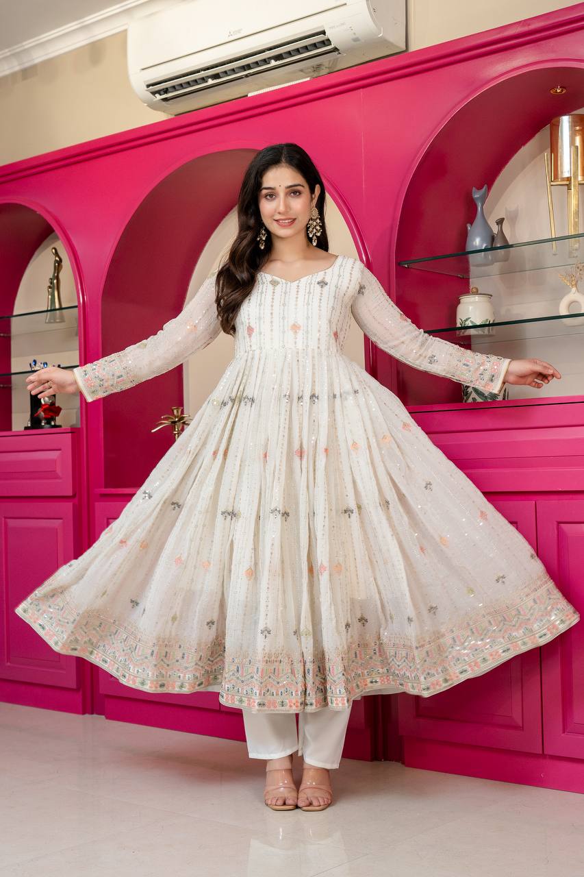 Rooh-e-Zari Multi Sequins Anarkali Suit Set