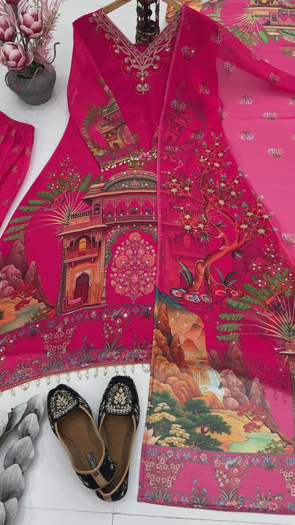 Designer Faux Georgette Digital Print Salwar Suit