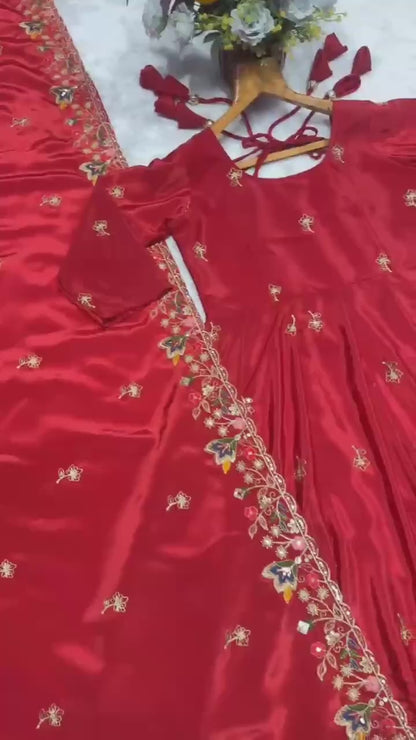 Aamani Festive Floral Anarkali Suit