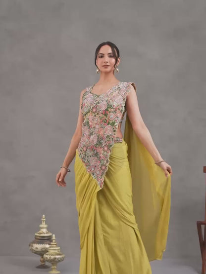 Twinkle Chinon Ready-To-Wear Saree