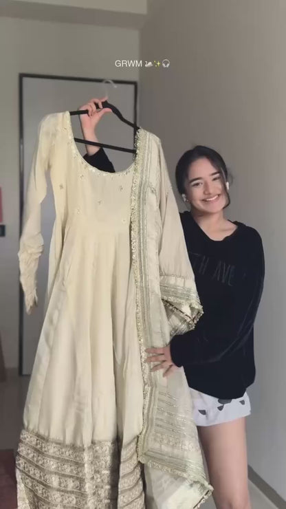 Noor Off-White Anarkali Suit Set