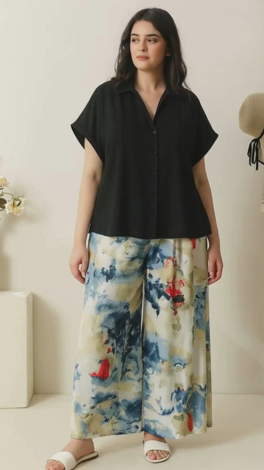 Stylish Reyon Top with Fancy Lycra Plazzo Set