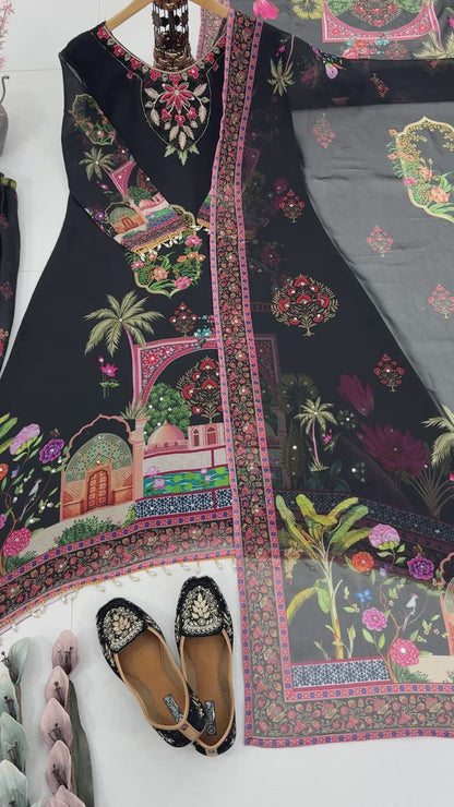Designer Faux Georgette Digital Print Salwar Suit