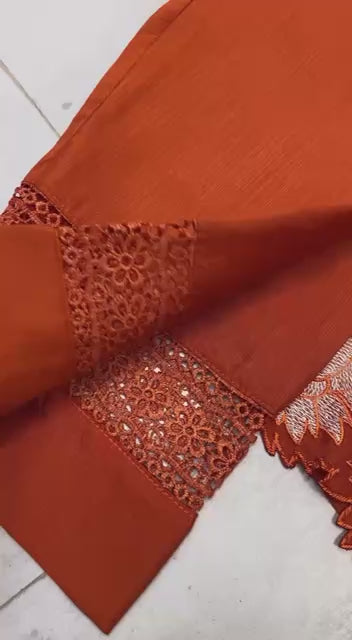 Graceful Everyday Wear with Designer Touch – Premium Reyon Slub Cotton Suit Set