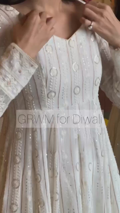Noor Lakhnavi Embroidered Work Anarkali Suit Set
