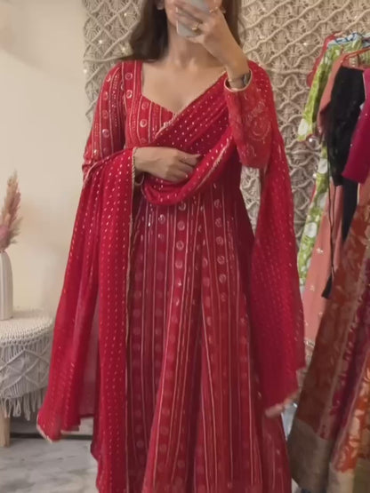Noor Lakhnavi Embroidered Work Anarkali Suit Set