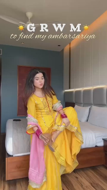 VANYA NEON YELLOW SHARARA SUIT SET